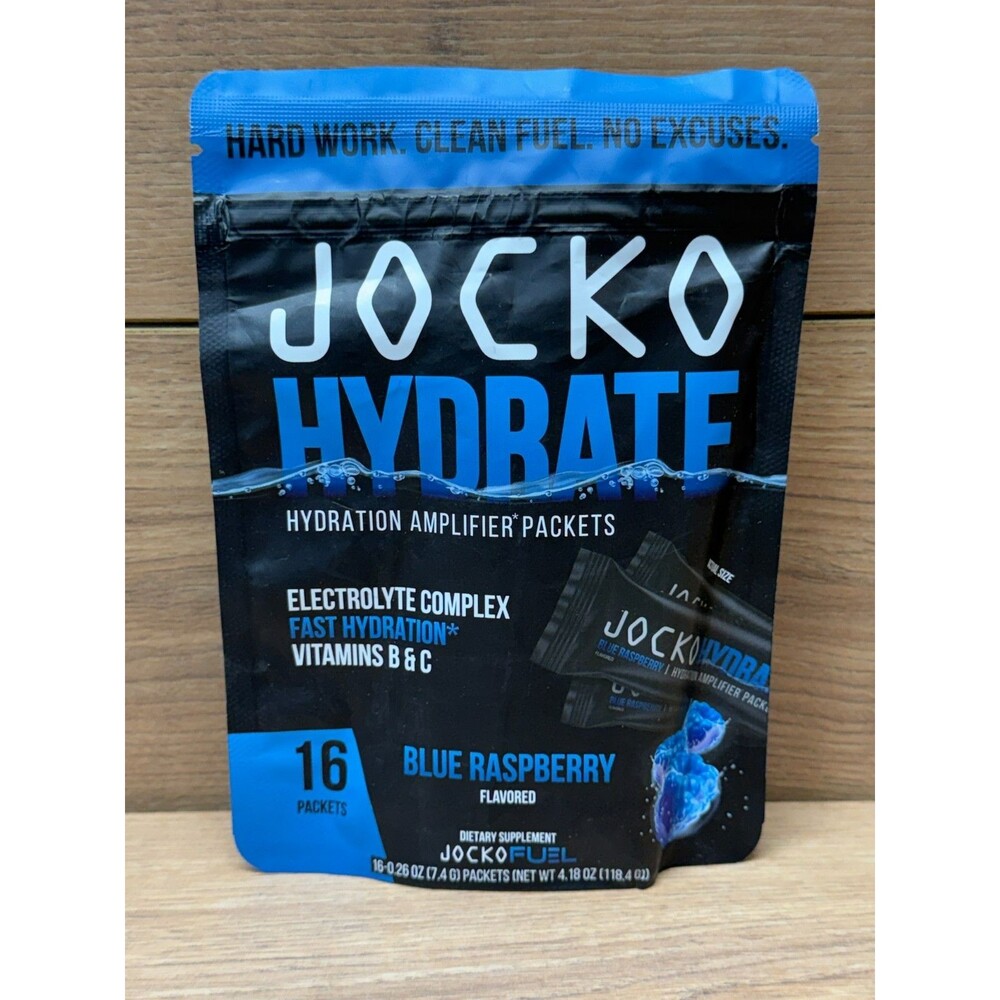 Jocko Fuel Hydrate Electrolytes Powder Blue Raspberry 16 Packets Exp 12/2026